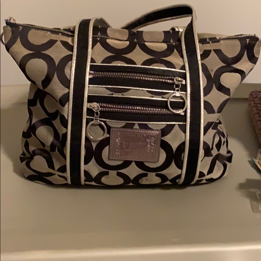 Black and Gray Coach handbag